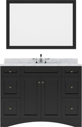 Virtu USA Elise 48" Single Bath Vanity with Marble Top and Square Sink with Brushed Nickel Faucet and Mirror - Luxe Bathroom Vanities