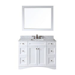 Virtu USA Elise 48" Single Bath Vanity with Marble Top and Square Sink with Polished Chrome Faucet and Mirror - Luxe Bathroom Vanities