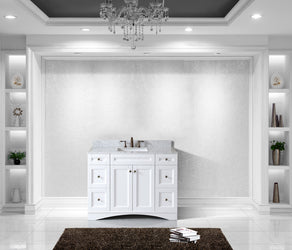 Virtu USA Elise 48" Single Bath Vanity with Marble Top and Square Sink with Brushed Nickel Faucet and Mirror - Luxe Bathroom Vanities