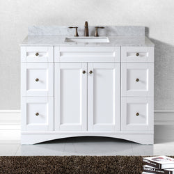 Virtu USA Elise 48" Single Bath Vanity with Marble Top and Square Sink with Brushed Nickel Faucet and Mirror - Luxe Bathroom Vanities