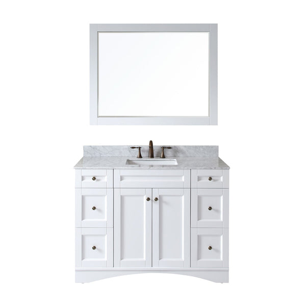 Virtu USA Elise 48" Single Bath Vanity with Marble Top and Square Sink with Mirror - Luxe Bathroom Vanities