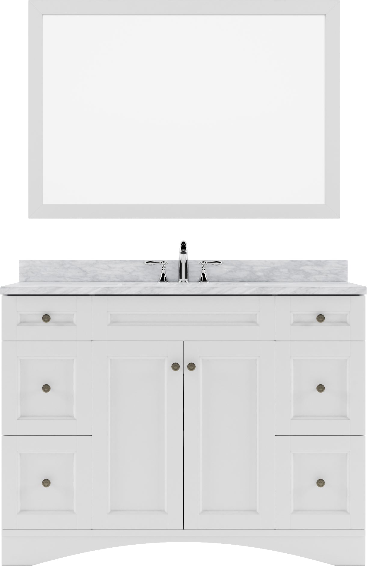 Virtu USA Elise 48" Single Bath Vanity with Marble Top and Square Sink with Brushed Nickel Faucet and Mirror - Luxe Bathroom Vanities