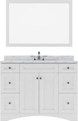 Virtu USA Elise 48" Single Bath Vanity with Marble Top and Square Sink with Brushed Nickel Faucet and Mirror - Luxe Bathroom Vanities