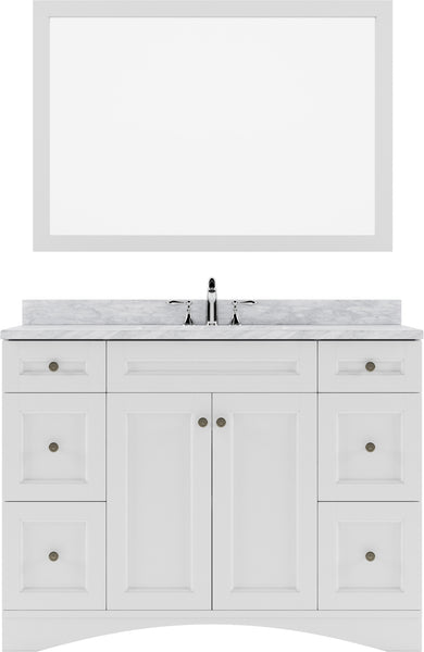 Virtu USA Elise 48" Single Bath Vanity with Marble Top and Square Sink with Brushed Nickel Faucet and Mirror - Luxe Bathroom Vanities