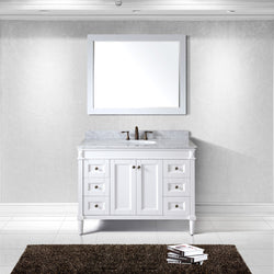 Virtu USA Tiffany 48" Single Bath Vanity with Marble Top and Round Sink with Mirror - Luxe Bathroom Vanities
