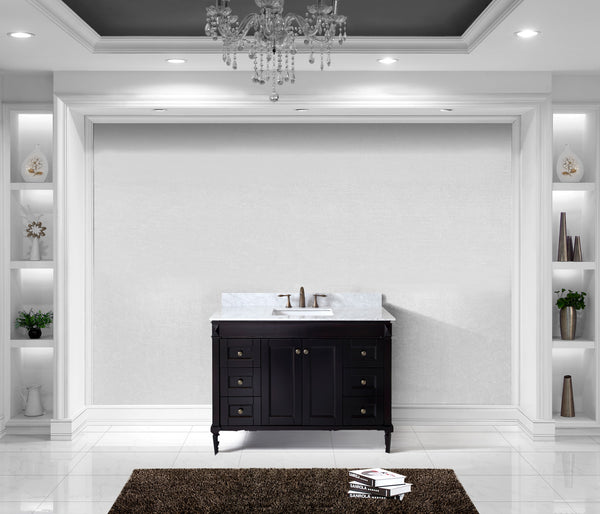 Virtu USA Tiffany 48" Single Bath Vanity in Espresso with Marble Top and Square Sink - Luxe Bathroom Vanities Luxury Bathroom Fixtures Bathroom Furniture