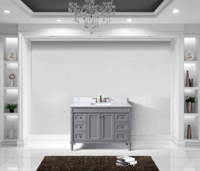 Virtu USA Tiffany 48" Single Bath Vanity in Grey with Marble Top and Square Sink with Polished Chrome Faucet - Luxe Bathroom Vanities