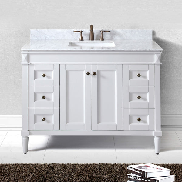 Virtu USA Tiffany 48" Single Bath Vanity with Marble Top and Square Sink - Luxe Bathroom Vanities