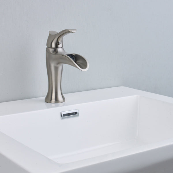 EVIVA Swan Luxury Water-fall Single Handle (Lever) Bathroom Sink Faucet - Luxe Bathroom Vanities Luxury Bathroom Fixtures Bathroom Furniture