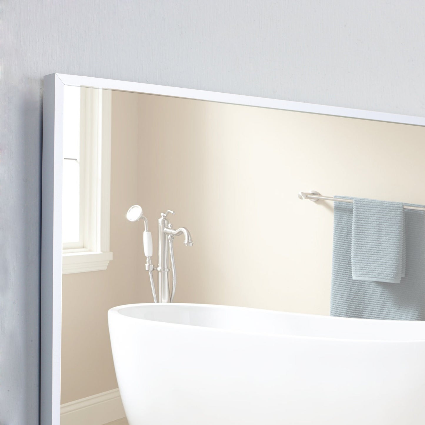 Eviva Sax 47" Brushed Metal Frame Bathroom Wall Mirror - Luxe Bathroom Vanities Luxury Bathroom Fixtures Bathroom Furniture