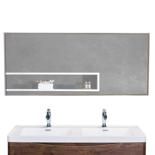 Eviva Sax 47" Brushed Metal Frame Bathroom Wall Mirror - Luxe Bathroom Vanities Luxury Bathroom Fixtures Bathroom Furniture