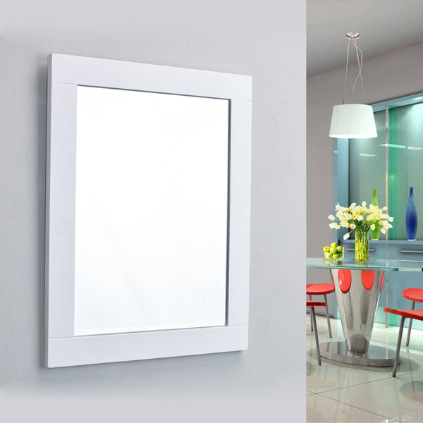 Eviva Aberdeen 24" White Framed Bathroom Wall Mirror - Luxe Bathroom Vanities Luxury Bathroom Fixtures Bathroom Furniture