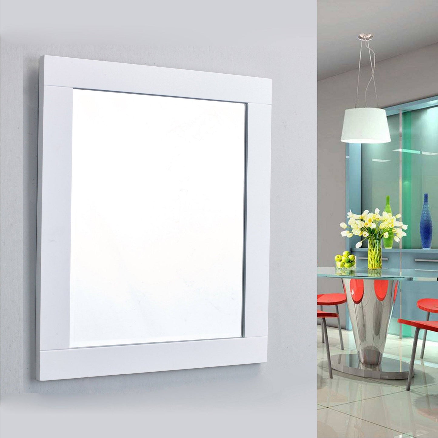 Eviva Aberdeen 36" White Framed Bathroom Wall Mirror - Luxe Bathroom Vanities Luxury Bathroom Fixtures Bathroom Furniture