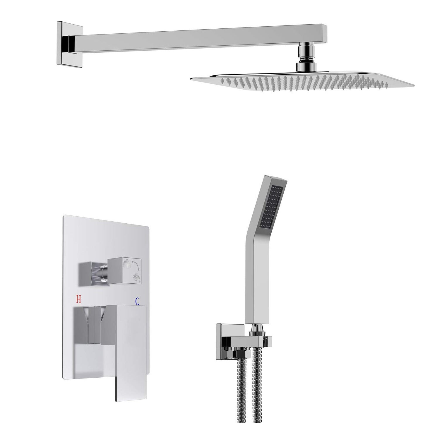 EVIVA Pro Full Chrome Modern Luxury Shower-Head/Handheld & Sprayer - Luxe Bathroom Vanities Luxury Bathroom Fixtures Bathroom Furniture