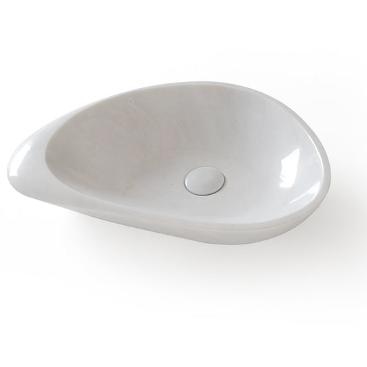 Eviva Fontana 22 in. White Carrara Marble Vessel Sink - Luxe Bathroom Vanities Luxury Bathroom Fixtures Bathroom Furniture