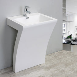 Eviva Numero 24" White Bathroom Vanity One Piece High Quality Acrylic Consule/Pedestal - Luxe Bathroom Vanities Luxury Bathroom Fixtures Bathroom Furniture