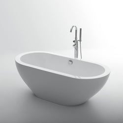 Eviva Lina 67" White Free Standing Strengthen Acrylic Bathtub - Luxe Bathroom Vanities Luxury Bathroom Fixtures Bathroom Furniture