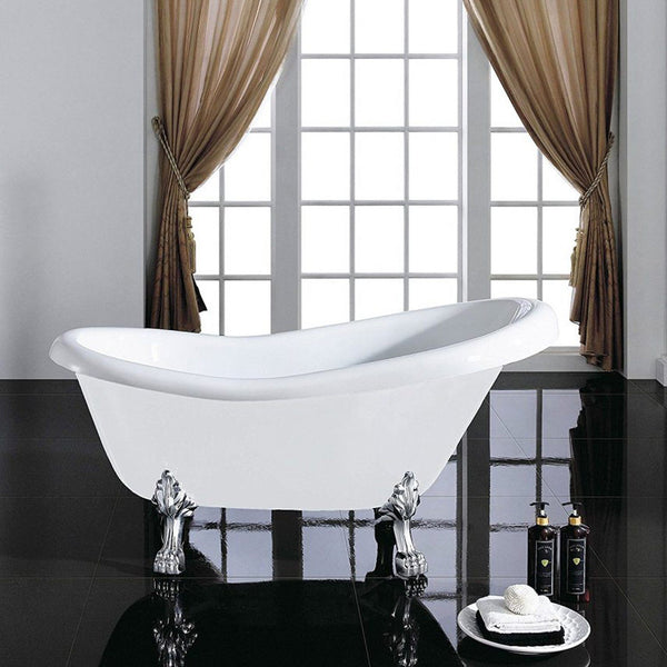 Eviva Stella 59 in. White Acrylic Clawfoot Bathtub - Luxe Bathroom Vanities Luxury Bathroom Fixtures Bathroom Furniture