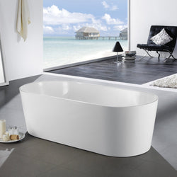 Eviva Chloe Freestanding 59 in. Acrylic Bathtub in White - Luxe Bathroom Vanities Luxury Bathroom Fixtures Bathroom Furniture
