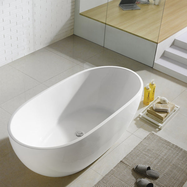 Eviva Stella Freestanding 61 in. Acrylic Bathtub in White - Luxe Bathroom Vanities Luxury Bathroom Fixtures Bathroom Furniture