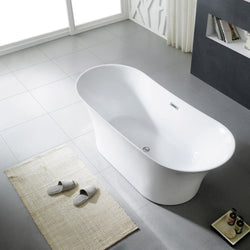 Eviva Skylar Freestanding 71 in. Acrylic Bathtub in White - Luxe Bathroom Vanities Luxury Bathroom Fixtures Bathroom Furniture