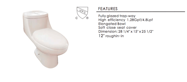Eviva Sleek Elongated Cotton White One Piece Toilet with Soft Closing Seat Cover - Luxe Bathroom Vanities Luxury Bathroom Fixtures Bathroom Furniture