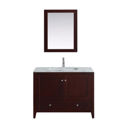 Eviva Lime 24" Bathroom Vanity Teak(Dark Brown) with White Jazz Marble Carrera Top - Luxe Bathroom Vanities Luxury Bathroom Fixtures Bathroom Furniture