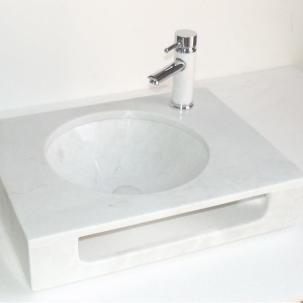 Eviva Pasadena 24 in. White Carrara Marble Sink - Luxe Bathroom Vanities Luxury Bathroom Fixtures Bathroom Furniture