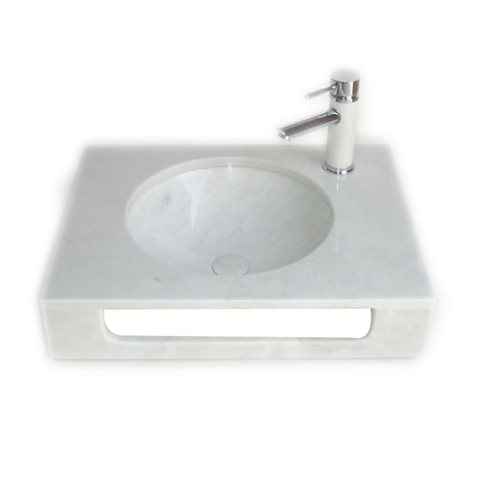 Eviva Pasadena 24 in. White Carrara Marble Sink - Luxe Bathroom Vanities Luxury Bathroom Fixtures Bathroom Furniture