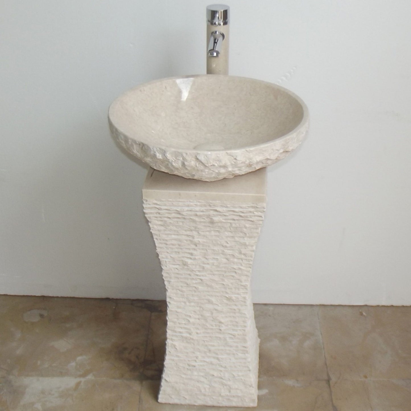 Eviva Curio 16 in. Pedestal Marble Sink in Beige - Luxe Bathroom Vanities Luxury Bathroom Fixtures Bathroom Furniture