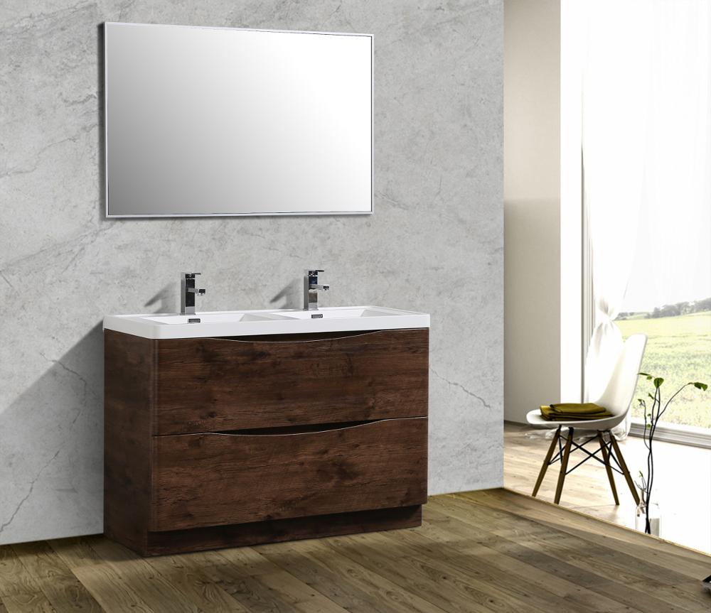 Eviva Smile 48" Modern Bathroom Vanity Set with Integrated White Acrylic Double Sink - Luxe Bathroom Vanities Luxury Bathroom Fixtures Bathroom Furniture