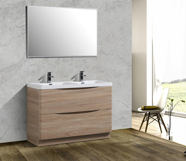 Eviva Smile 48" Modern Bathroom Vanity Set with Integrated White Acrylic Double Sink - Luxe Bathroom Vanities Luxury Bathroom Fixtures Bathroom Furniture