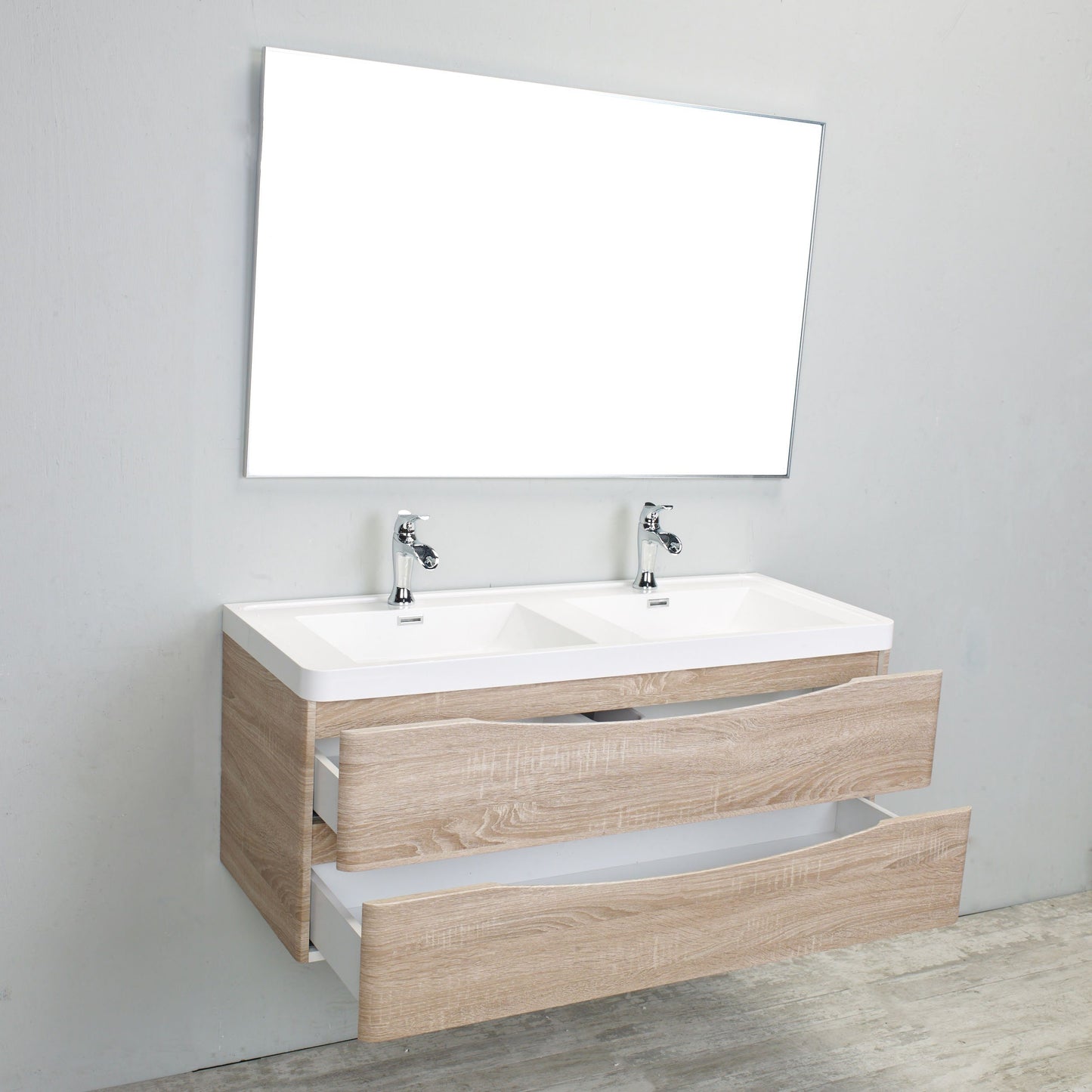 Eviva Smile 48" Modern Bathroom Vanity Set with Integrated White Acrylic Double Sink Wall Mount - Luxe Bathroom Vanities Luxury Bathroom Fixtures Bathroom Furniture
