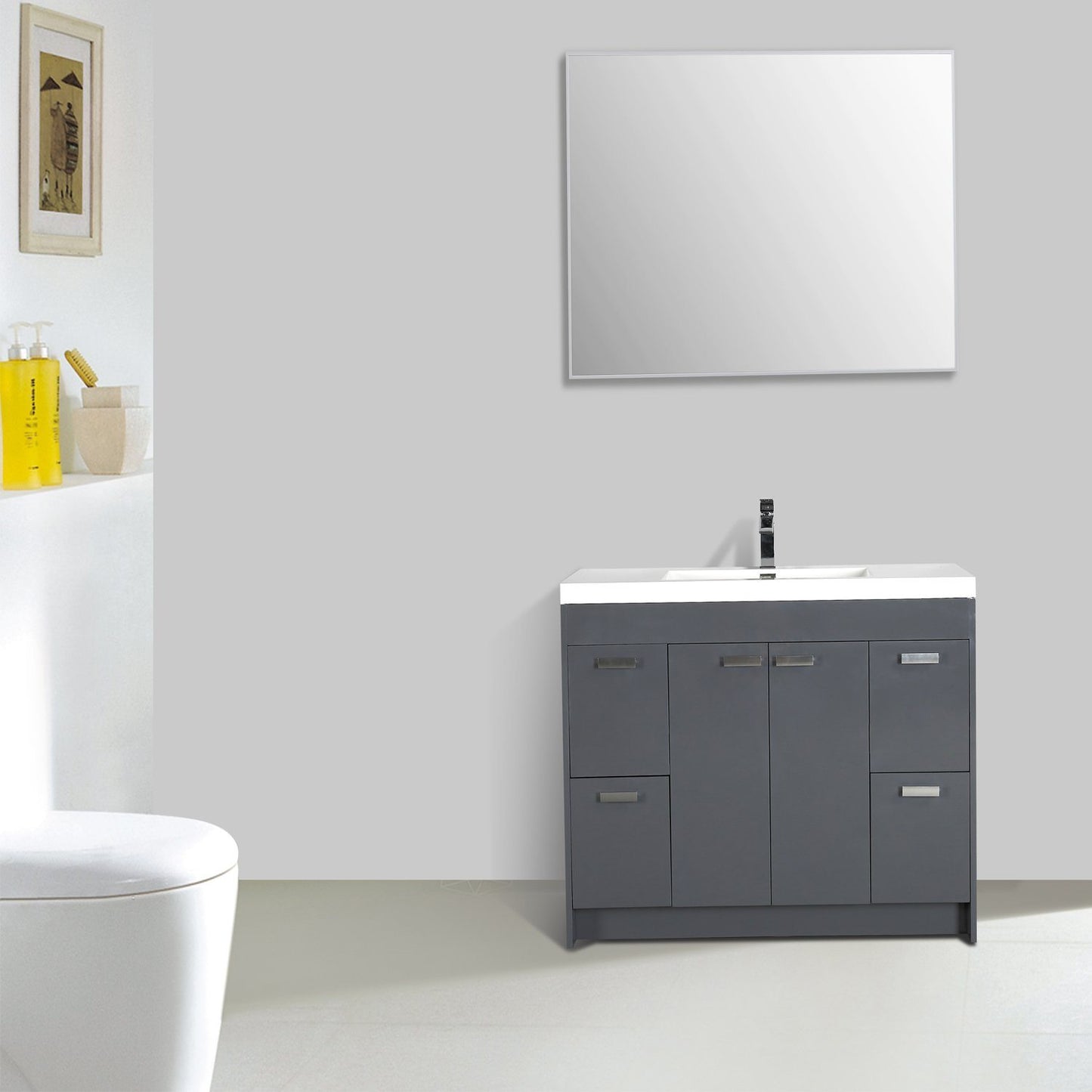 Eviva Lugano 48" Modern Bathroom Vanity with White Integrated Acrylic Sink - Luxe Bathroom Vanities Luxury Bathroom Fixtures Bathroom Furniture