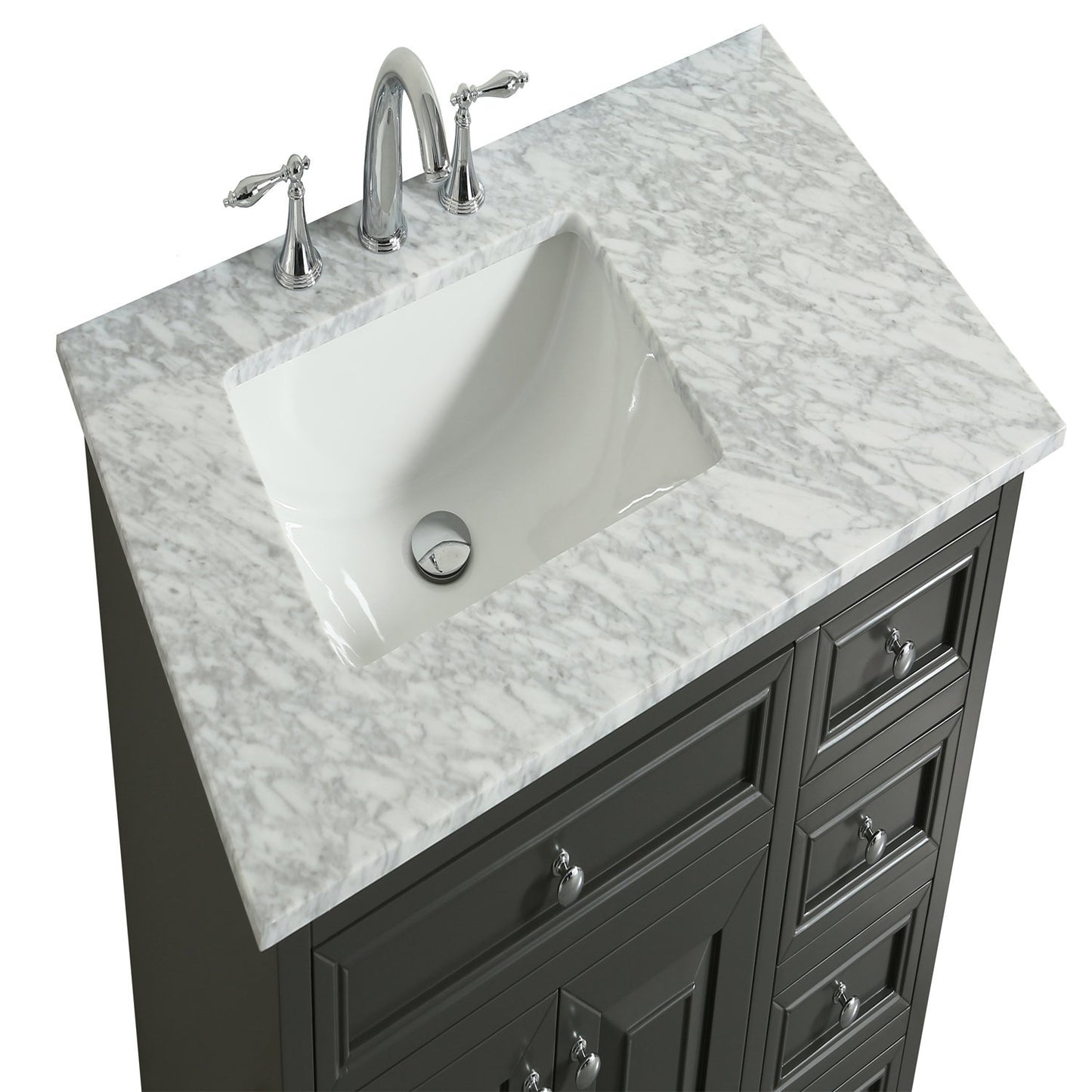 Eviva Monroe 36 in. Bathroom Vanity  with White Carrara Marble Top & White Undermount Porcelain Sink - Luxe Bathroom Vanities Luxury Bathroom Fixtures Bathroom Furniture