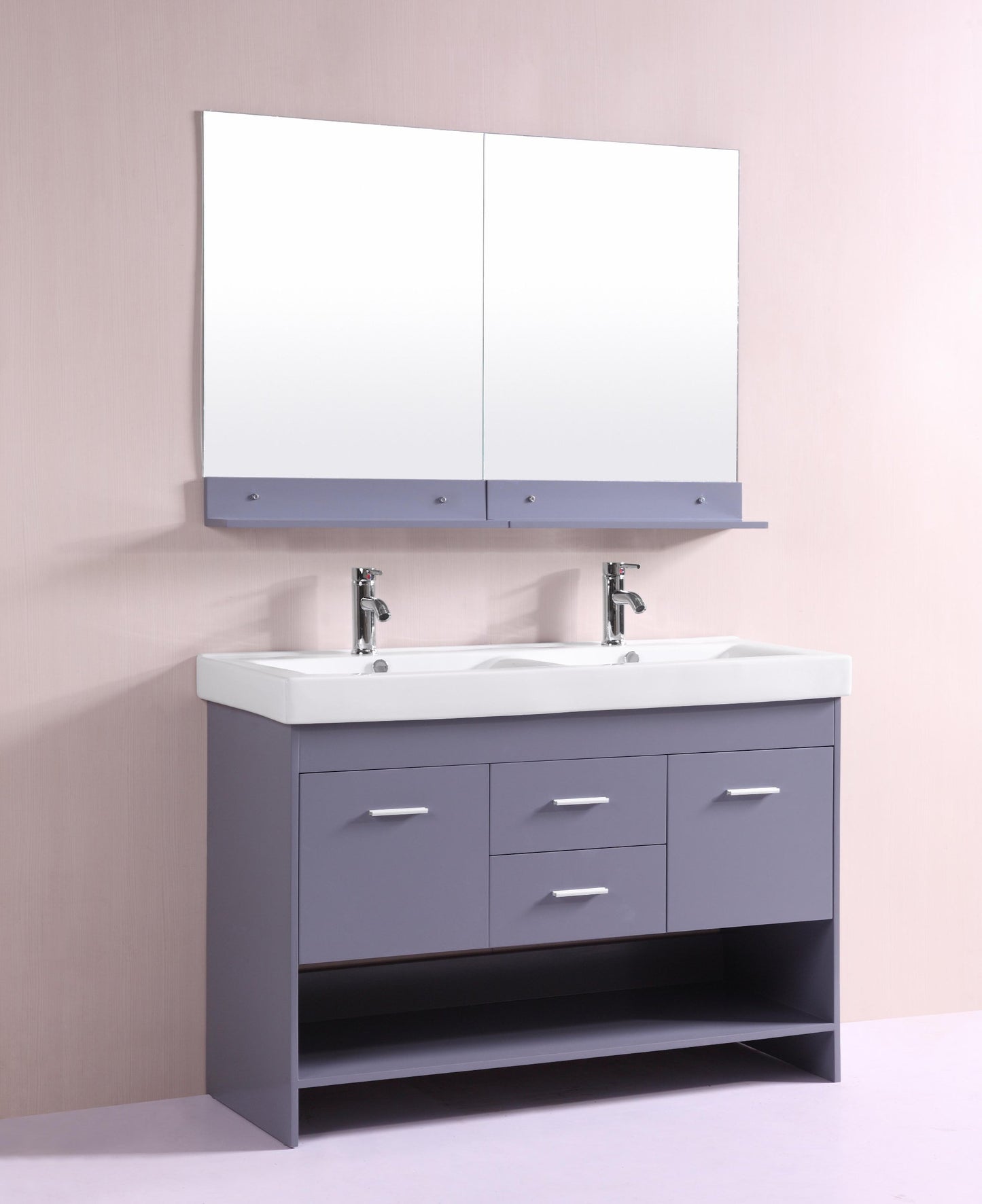 Totti Gloria 48 inch Double Sink Bathroom Vanity with White Integrated Double Porcelain Sink - Luxe Bathroom Vanities Luxury Bathroom Fixtures Bathroom Furniture
