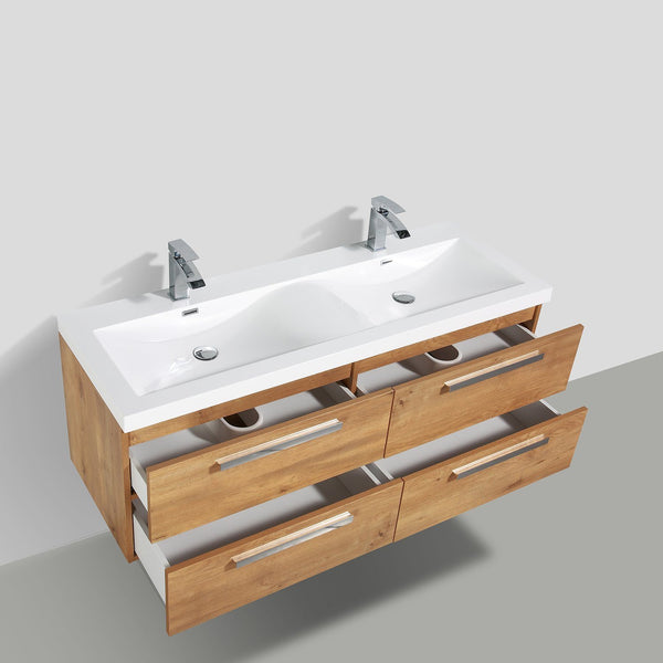 Eviva Surf 57" Modern Bathroom Vanity Set with Integrated White Acrylic Double Sink - Luxe Bathroom Vanities Luxury Bathroom Fixtures Bathroom Furniture