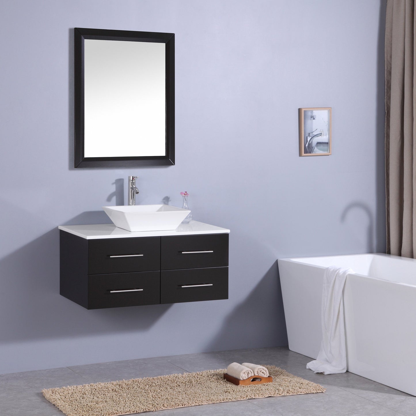 Totti Wave 36-Inch Modern Bathroom Vanity With Counter-Top And Sink - Luxe Bathroom Vanities Luxury Bathroom Fixtures Bathroom Furniture