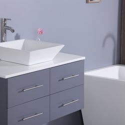 Totti Wave 36-Inch Modern Bathroom Vanity With Counter-Top And Sink - Luxe Bathroom Vanities Luxury Bathroom Fixtures Bathroom Furniture