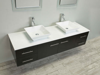 Totti Wave 60 inch Modern Double Sink Bathroom Vanity With Counter-Top And Double Sinks - Luxe Bathroom Vanities Luxury Bathroom Fixtures Bathroom Furniture