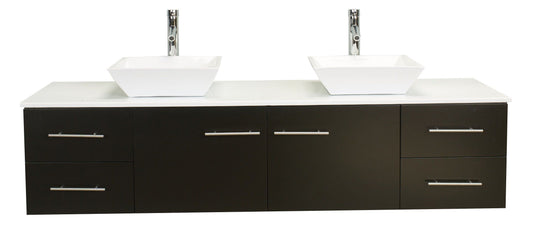 Totti Wave 60 inch Modern Double Sink Bathroom Vanity With Counter-Top And Double Sinks - Luxe Bathroom Vanities Luxury Bathroom Fixtures Bathroom Furniture