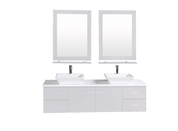 Totti Wave 60 inch Modern Double Sink Bathroom Vanity With Counter-Top And Double Sinks - Luxe Bathroom Vanities Luxury Bathroom Fixtures Bathroom Furniture