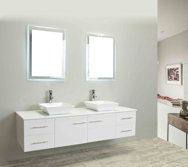 Totti Wave 60 inch Modern Double Sink Bathroom Vanity With Counter-Top And Double Sinks - Luxe Bathroom Vanities Luxury Bathroom Fixtures Bathroom Furniture