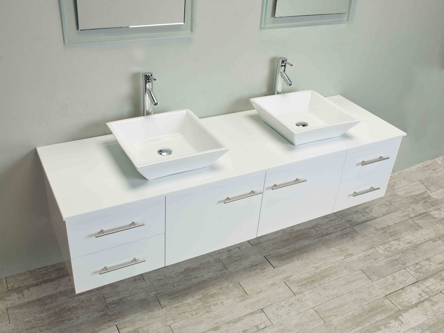 Totti Wave 60 inch Modern Double Sink Bathroom Vanity With Counter-Top And Double Sinks - Luxe Bathroom Vanities Luxury Bathroom Fixtures Bathroom Furniture