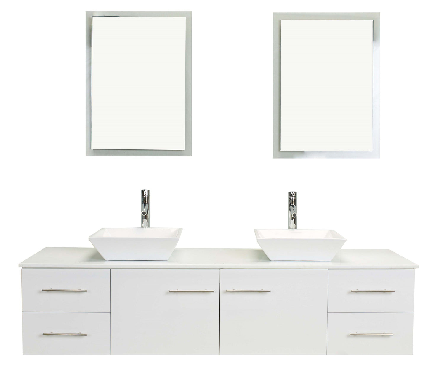 Totti Wave 60 inch Modern Double Sink Bathroom Vanity With Counter-Top And Double Sinks - Luxe Bathroom Vanities Luxury Bathroom Fixtures Bathroom Furniture