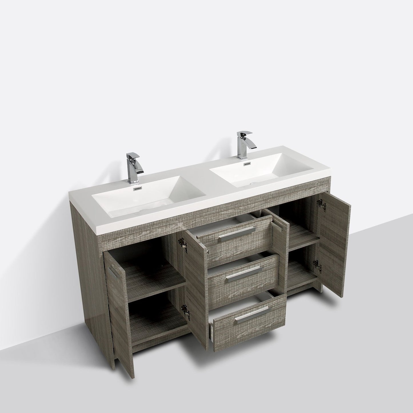 Eviva Lugano 60" Modern Bathroom Vanity with White Integrated Acrylic Double Sink - Luxe Bathroom Vanities Luxury Bathroom Fixtures Bathroom Furniture