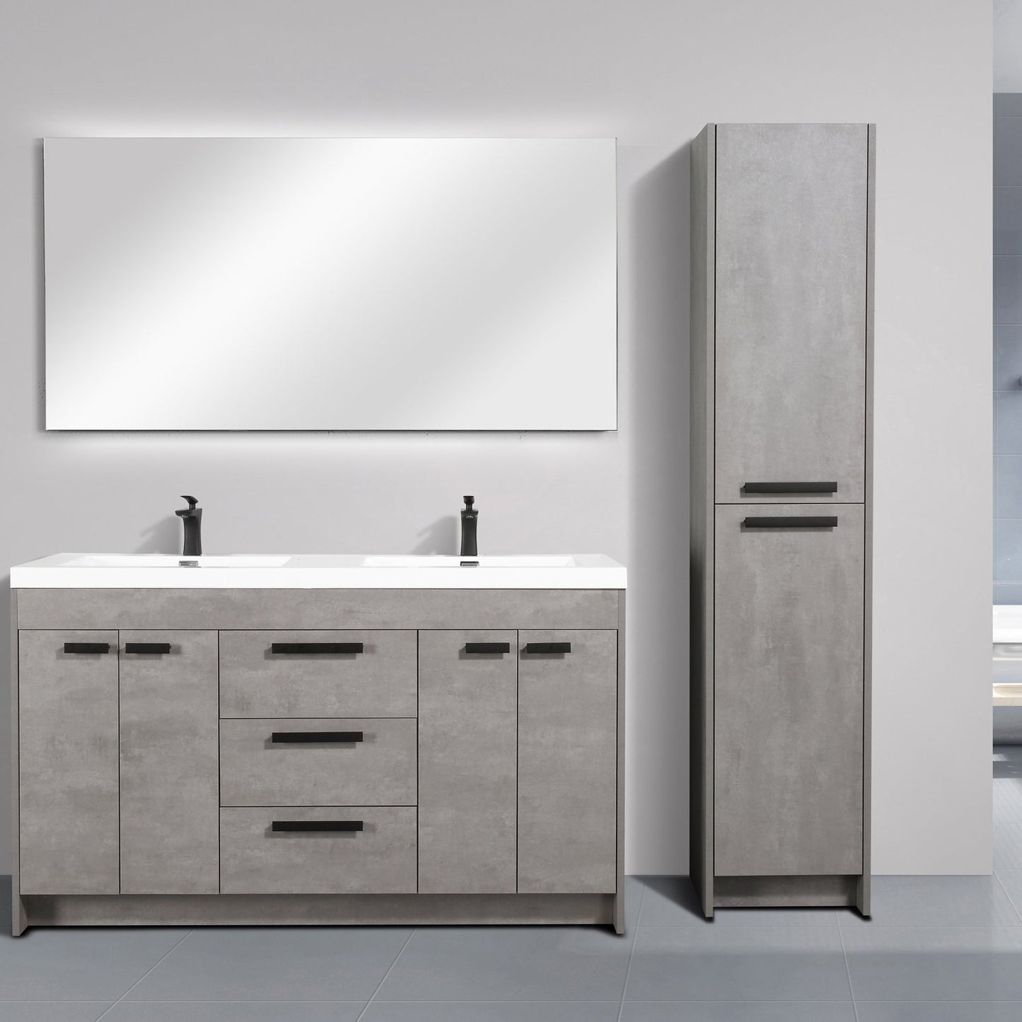 Eviva Lugano 60" Modern Bathroom Vanity with White Integrated Acrylic Double Sink - Luxe Bathroom Vanities Luxury Bathroom Fixtures Bathroom Furniture