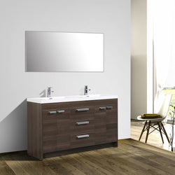 Eviva Lugano 60" Modern Bathroom Vanity with White Integrated Acrylic Double Sink - Luxe Bathroom Vanities Luxury Bathroom Fixtures Bathroom Furniture