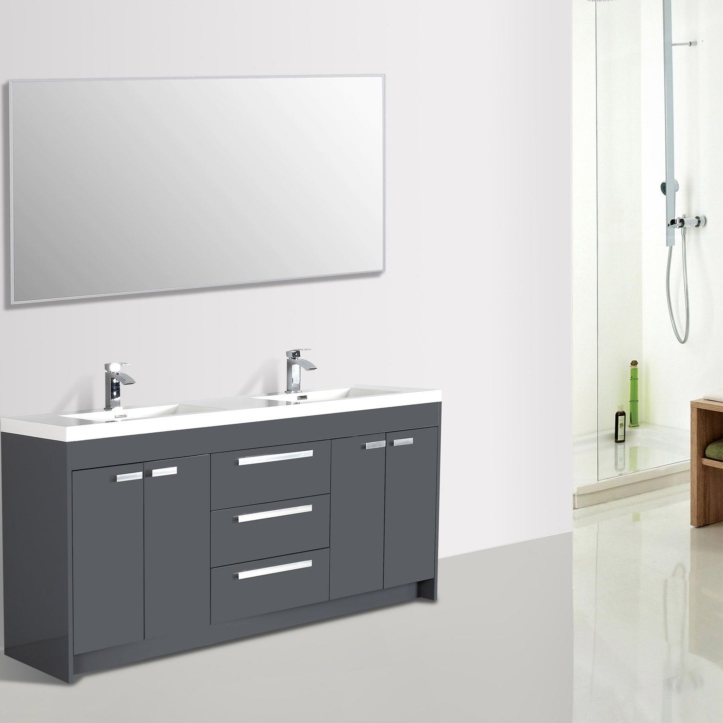 Eviva Lugano 72" Modern Bathroom Vanity with White Integrated Acrylic Sink - Luxe Bathroom Vanities Luxury Bathroom Fixtures Bathroom Furniture
