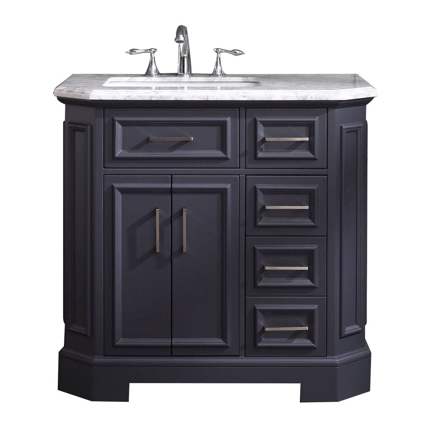 Eviva Glory 42" Bathroom Vanity with Carrara Marble Counter-top and Porcelain Sink - Luxe Bathroom Vanities Luxury Bathroom Fixtures Bathroom Furniture